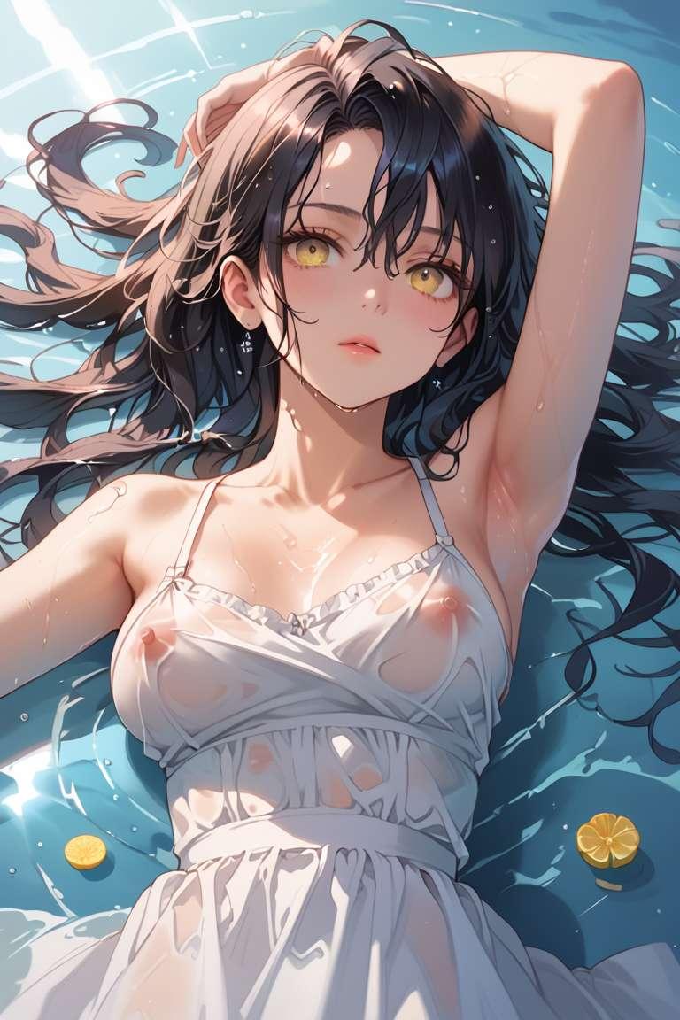 水面に浮かぶヌード