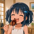 ソースべったりコロッケで丼飯を食べるこなつちゃん 3枚目