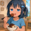 ソースべったりコロッケで丼飯を食べるこなつちゃん 4枚目
