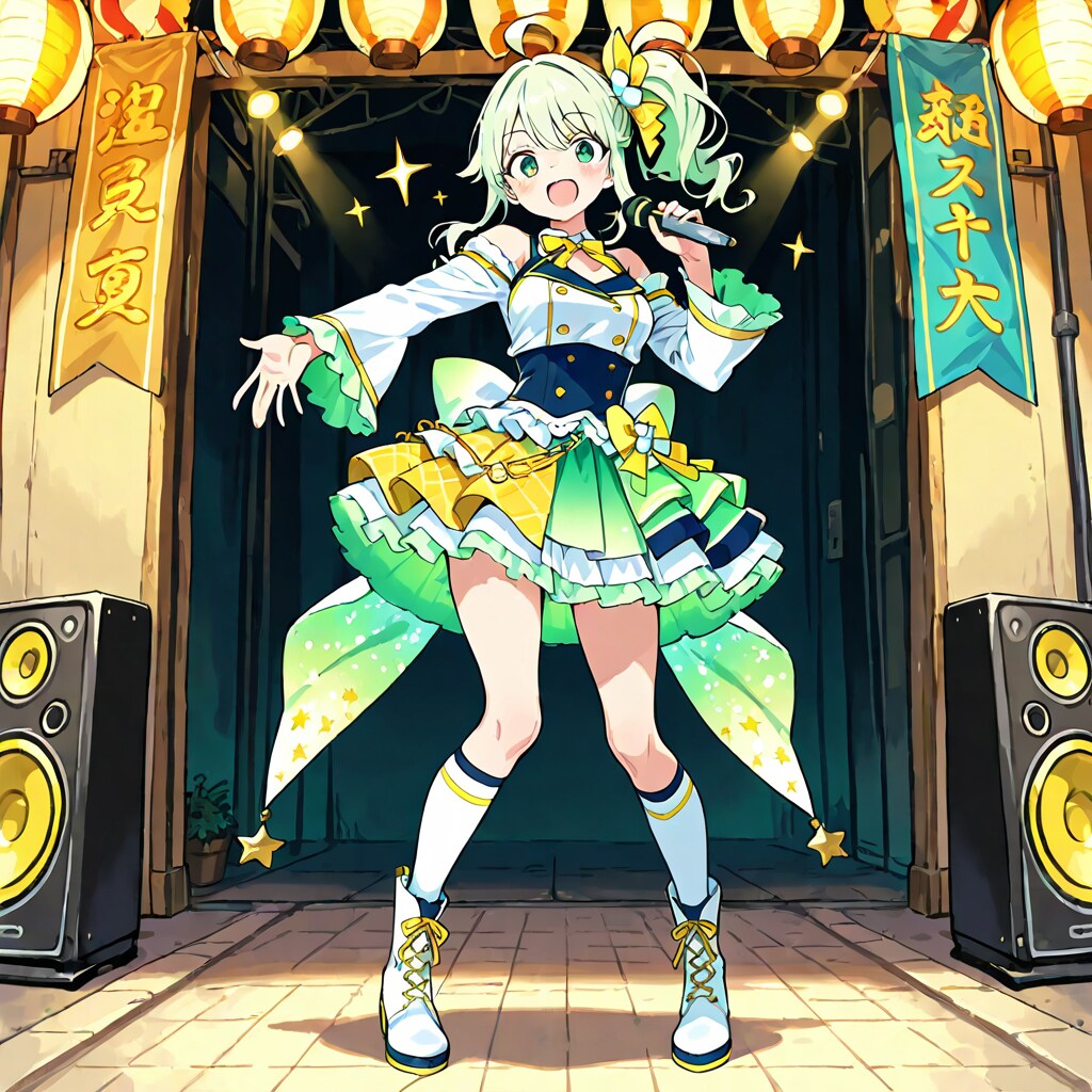 地方商店街イベントの即席ステージ | の人気AIイラスト・グラビア