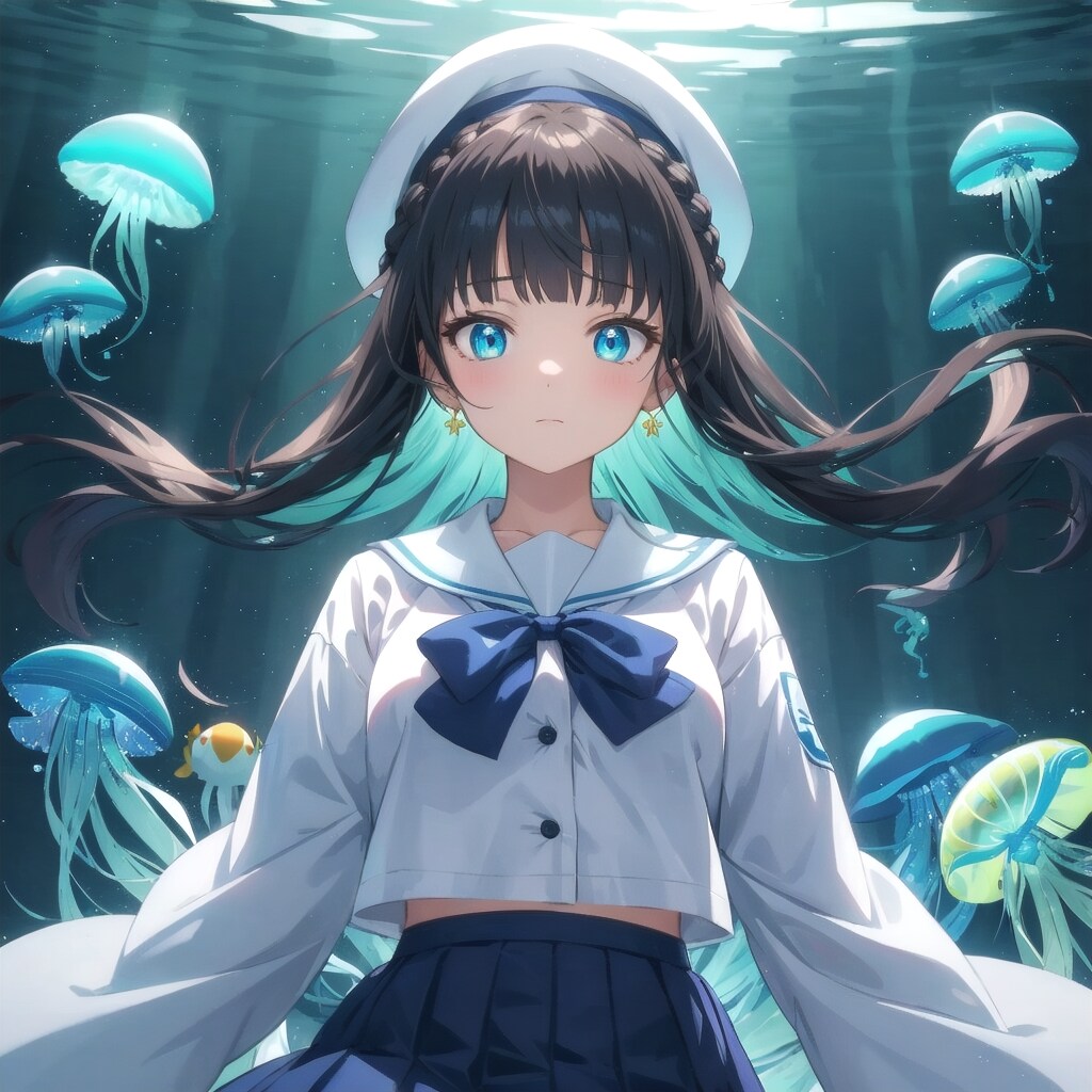 くらげと少女 | の人気AIイラスト・グラビア