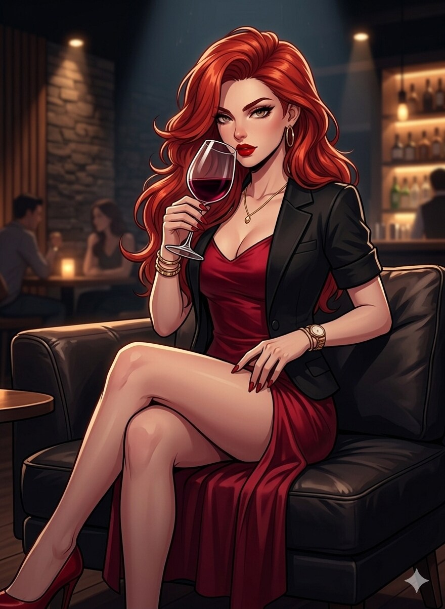 ワインを嗜むレッド姐さん