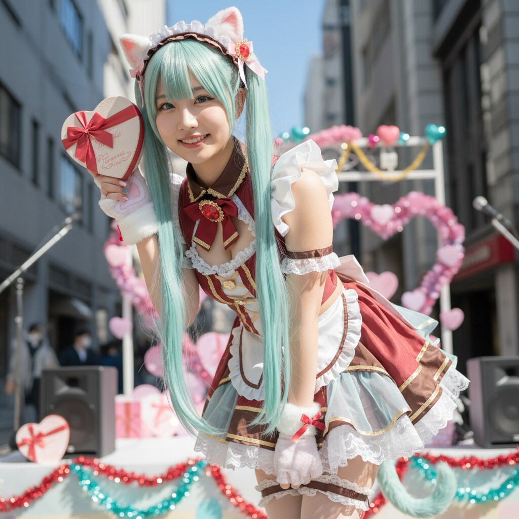 みどツイにゃん。2月14日 #バレンタインデー。バレンタインメイド。