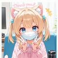マスクを贈ってくれたリスナーさんに感謝するＤＪにゃんこ 2枚目