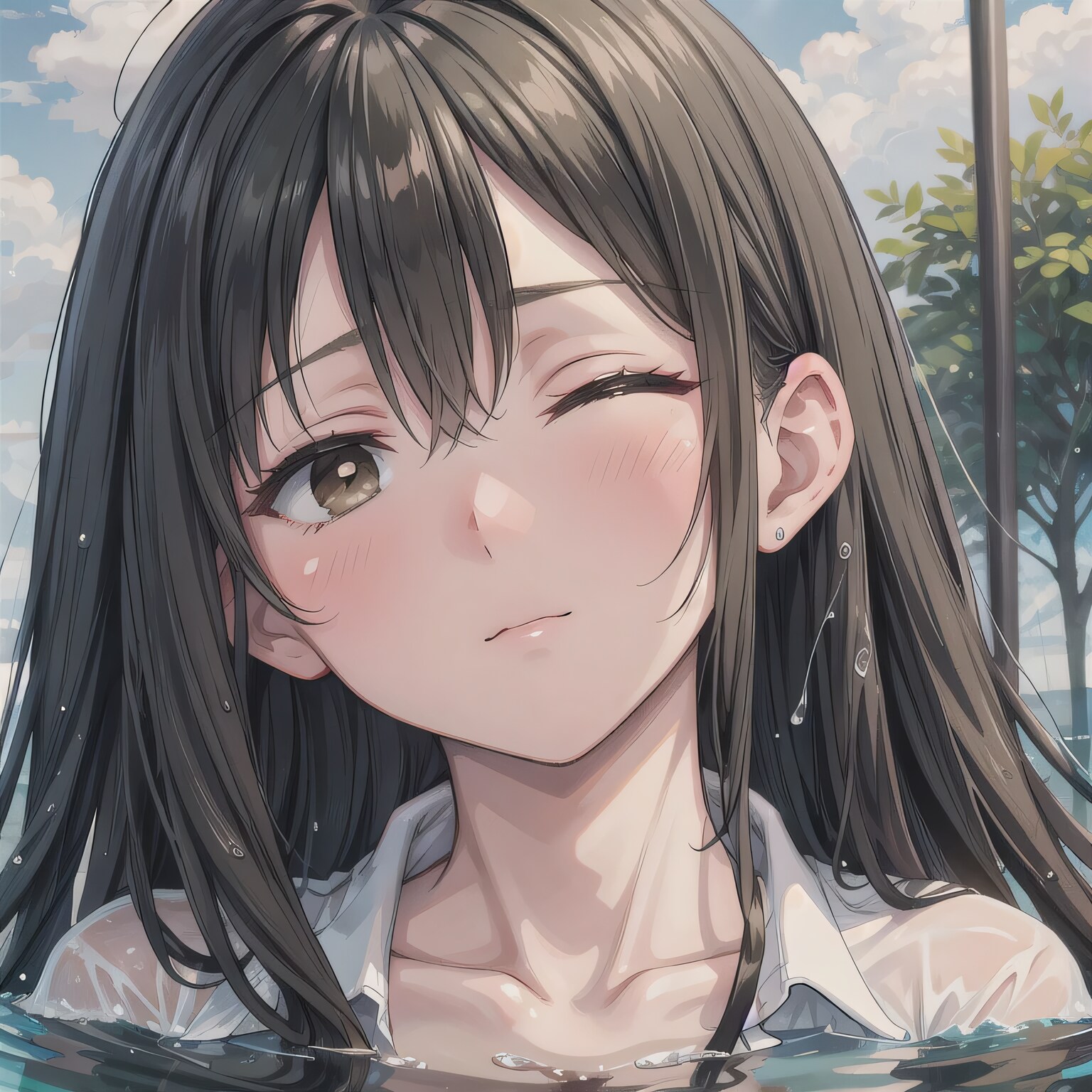 黒髪ロングで水鉄砲の少女６ | の人気AIイラスト・グラビア