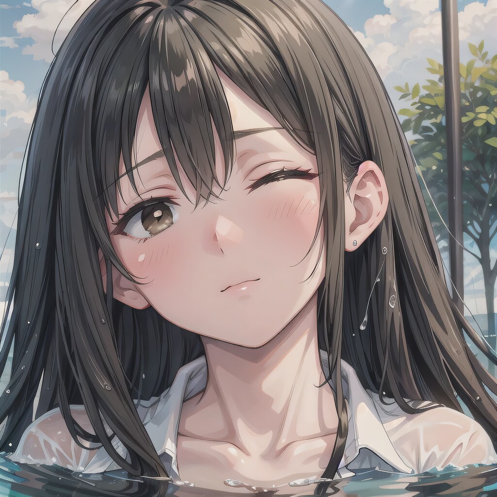 黒髪ロングで水鉄砲の少女６