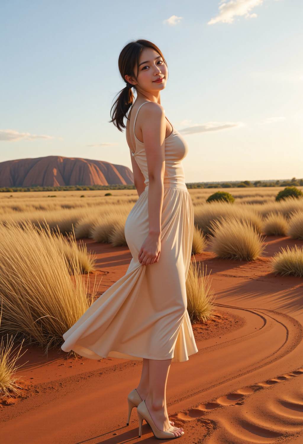 エアーズロックを散策する女性