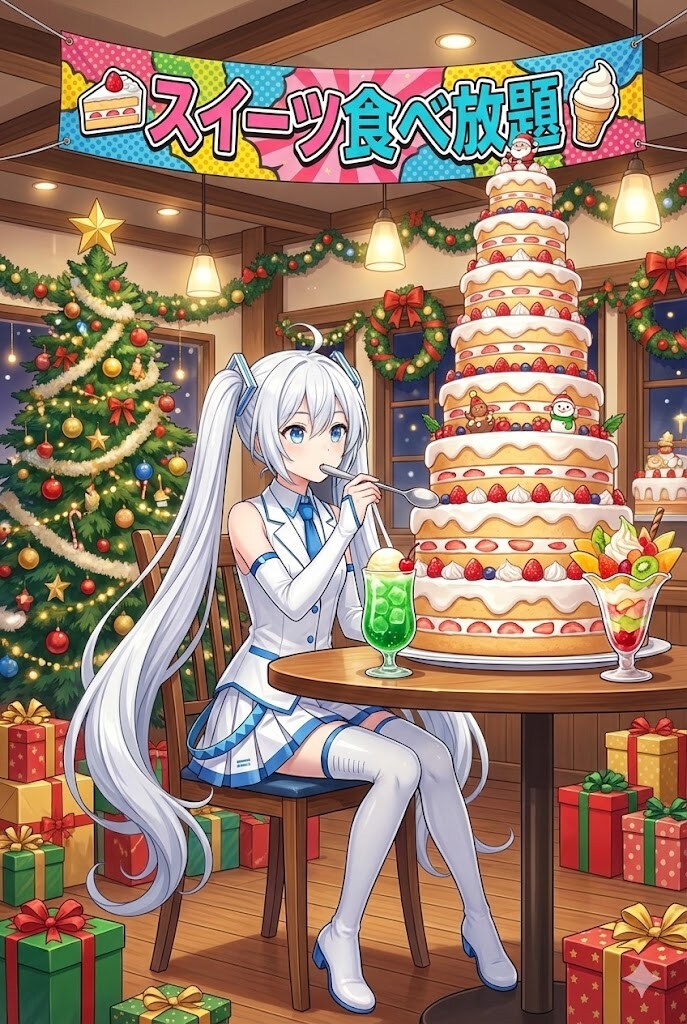 雪ミクさん🎂クリスマスケーキ | の人気AIイラスト・グラビア