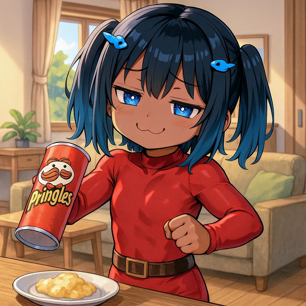 プリングルスでコブラごっこをするこなつちゃん