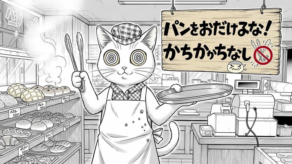 パンを威嚇しに来たただのねこ