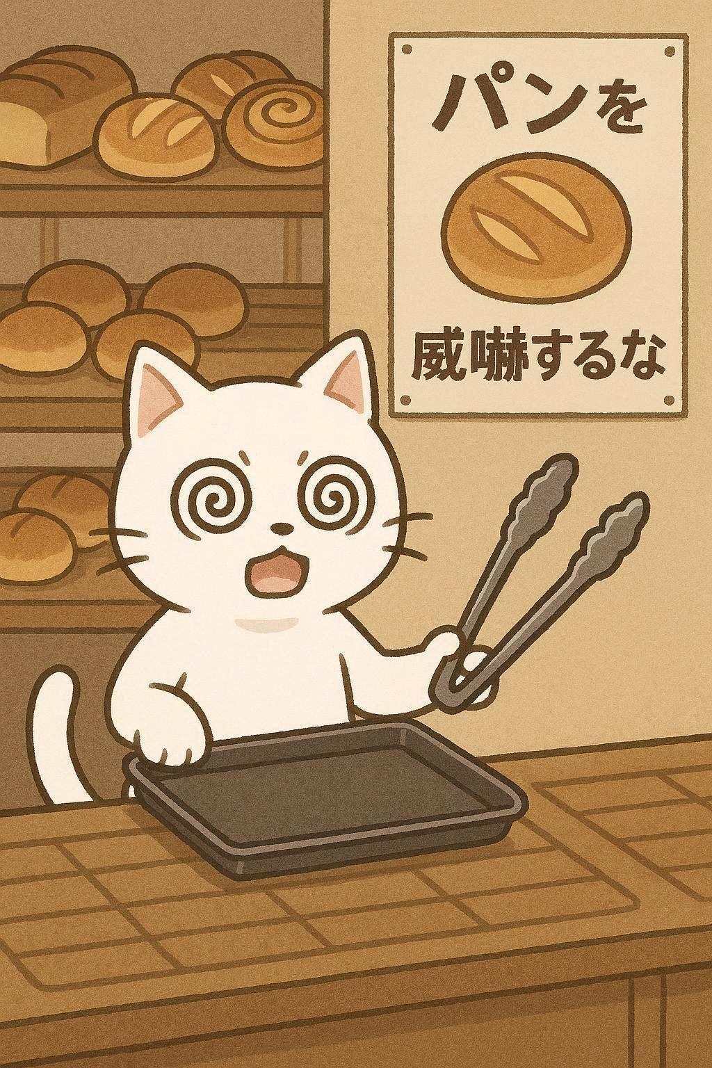 パンを威嚇しに来たただのねこ