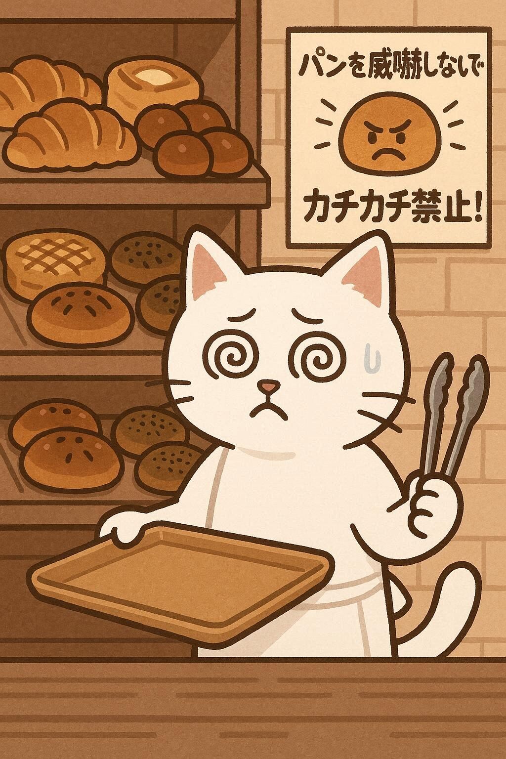 パンを威嚇しに来たただのねこ