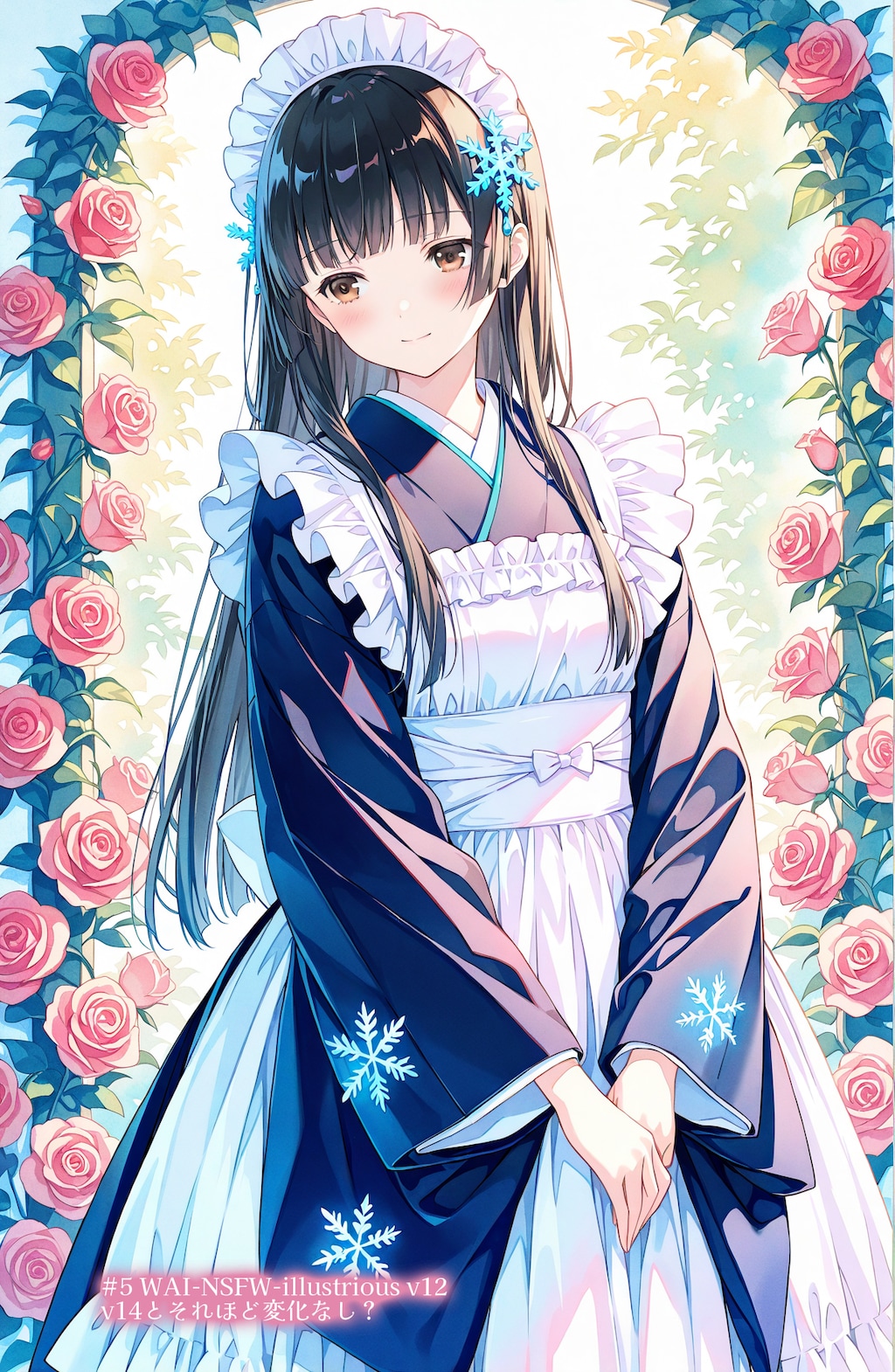 薔薇園に雪娘 (各種モデルおためし)