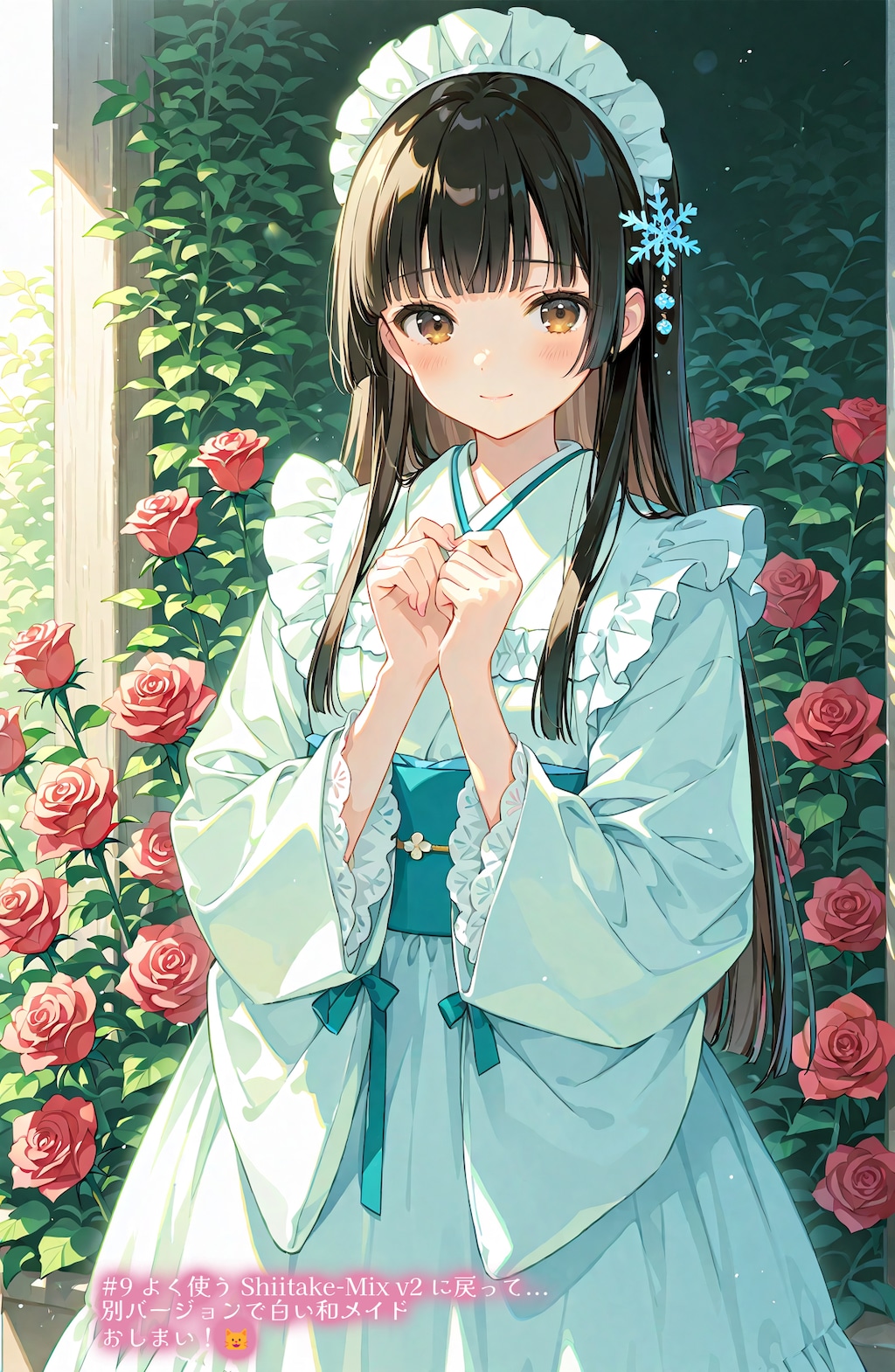 薔薇園に雪娘 (各種モデルおためし)