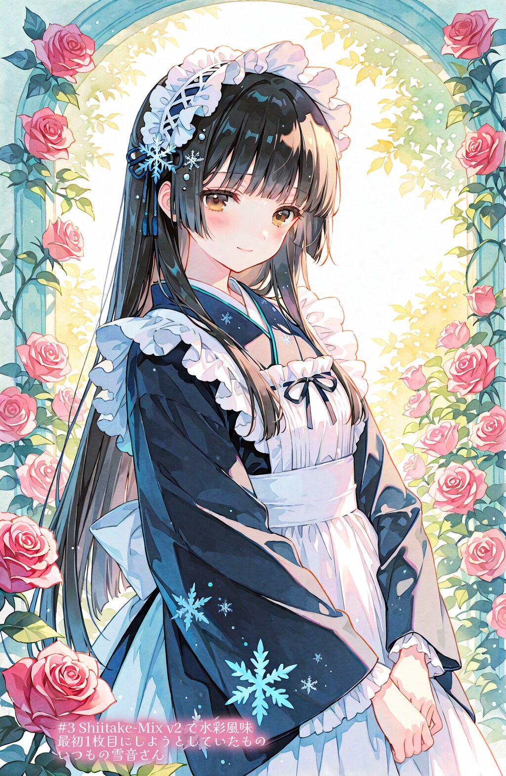 薔薇園に雪娘 (各種モデルおためし)