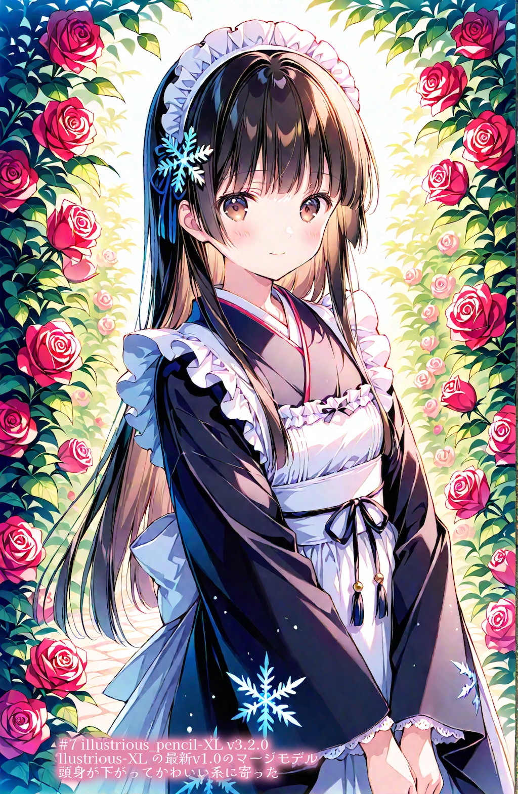 薔薇園に雪娘 (各種モデルおためし)