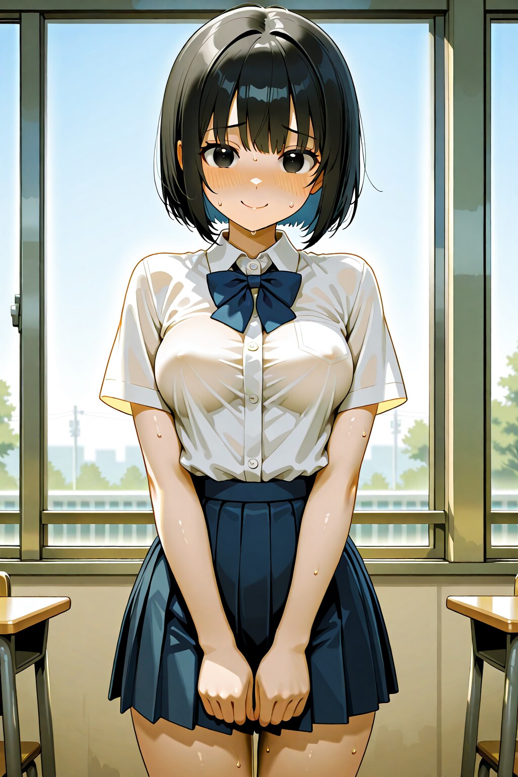 着けてないの…。今日寝坊しちゃって慌てて学校来たから…。