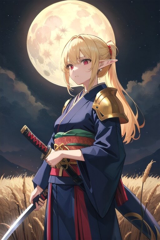 月下の侍エルフ