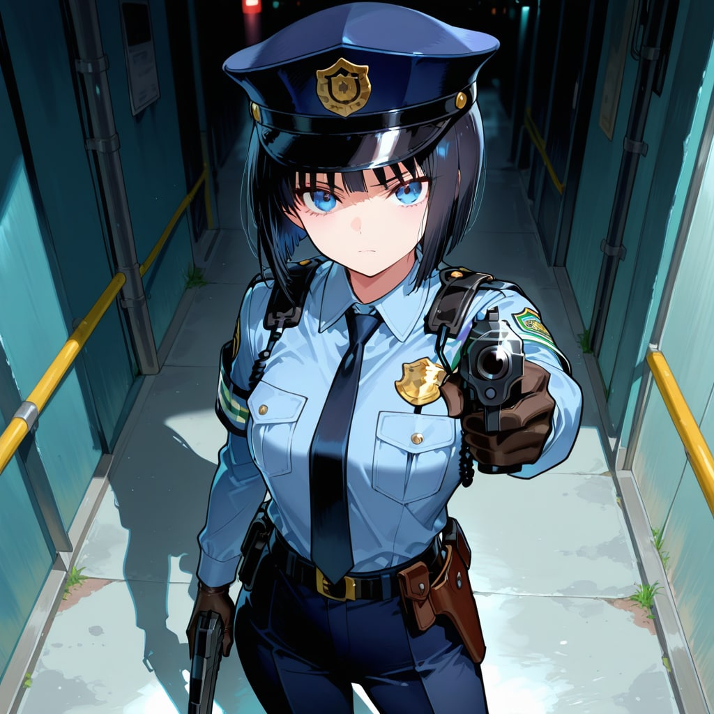 銃を構える警察官