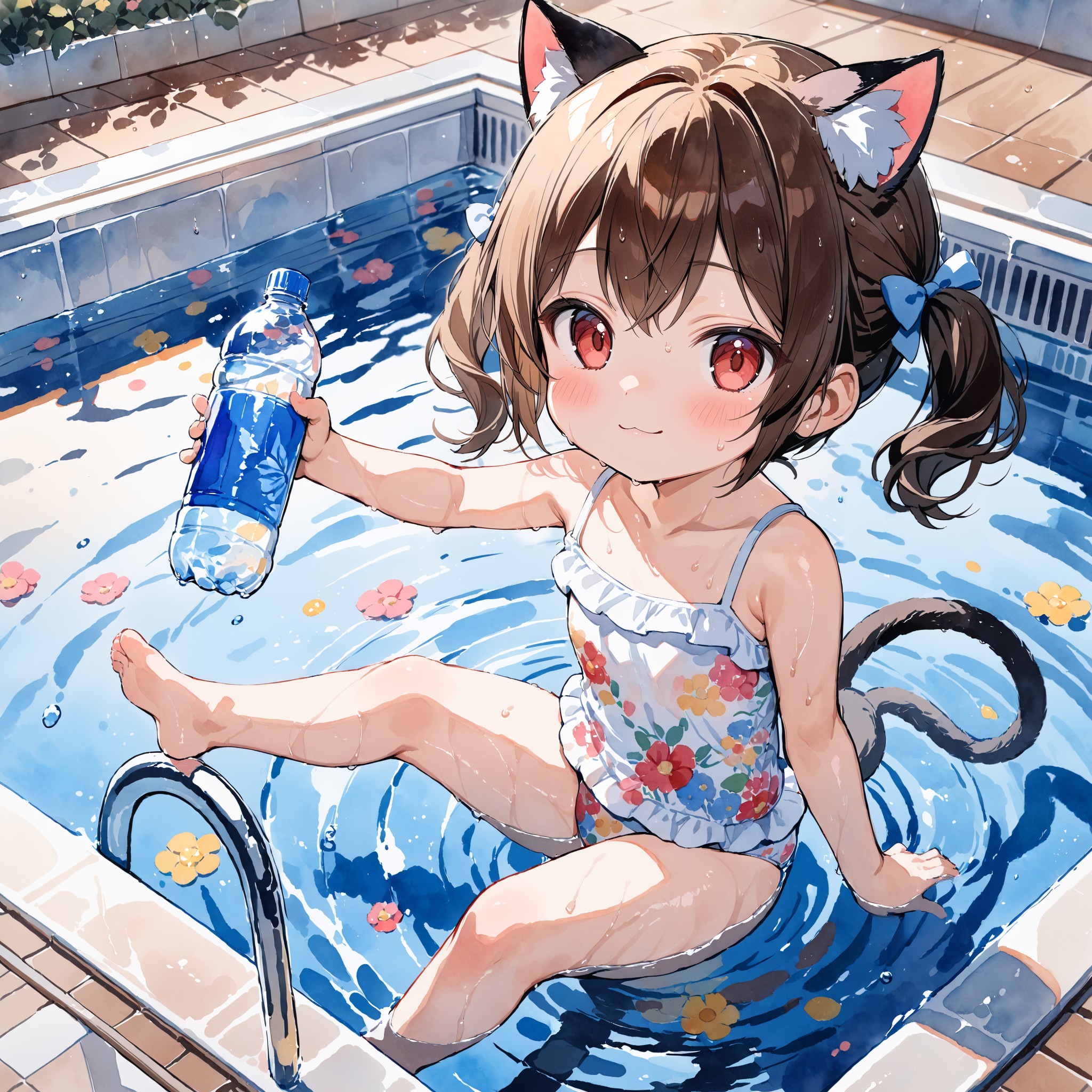 ネコミミちゃんの水遊び
