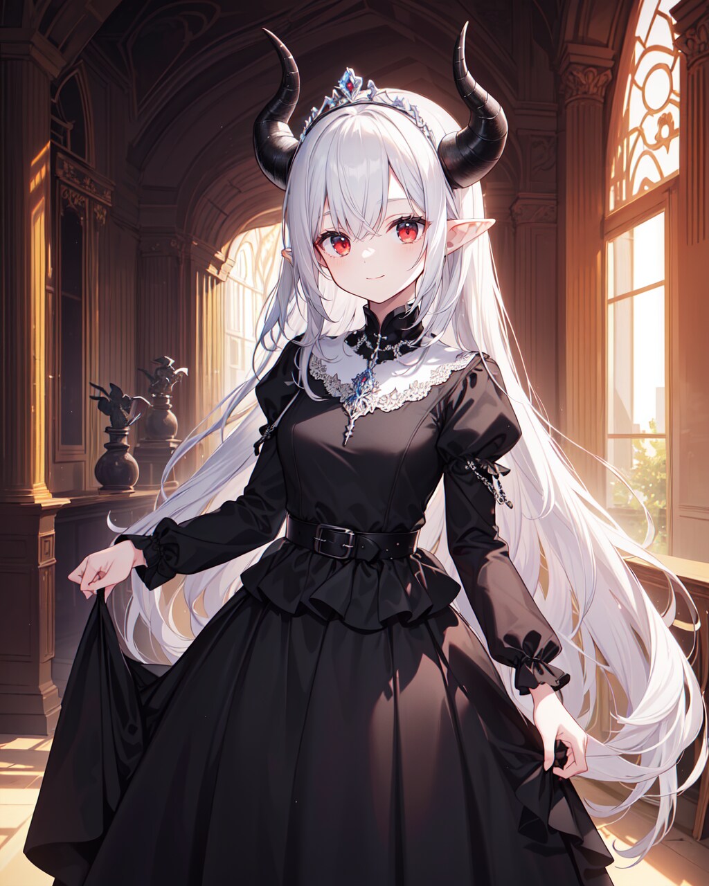 ドレス姿の銀髪竜姫