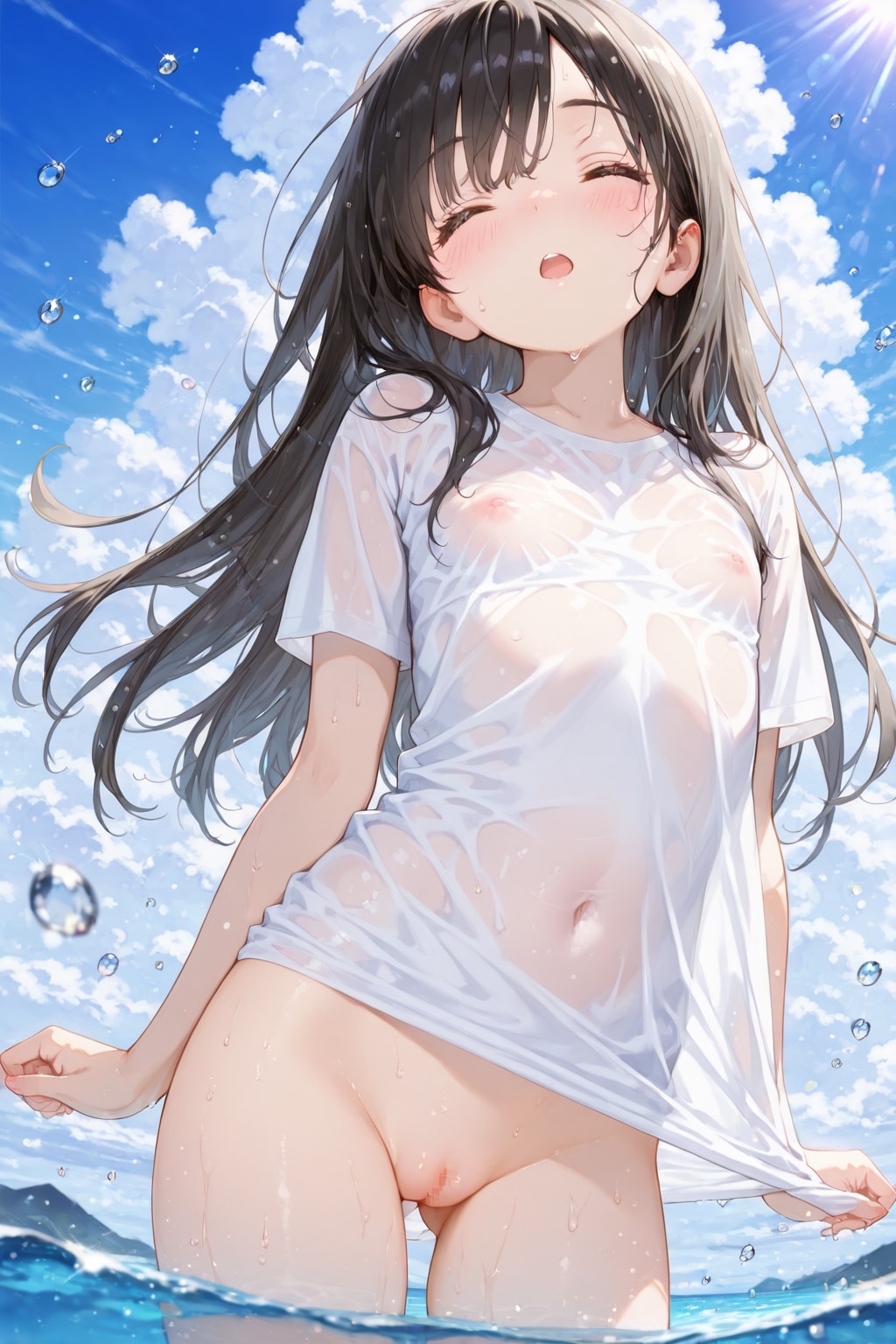 Tシャツ1枚で海水浴