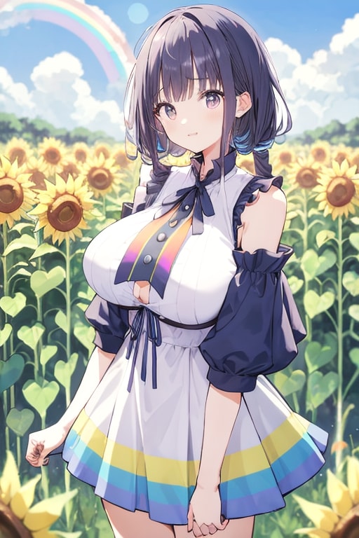 虹、向日葵、少女 | の人気AIイラスト・グラビア