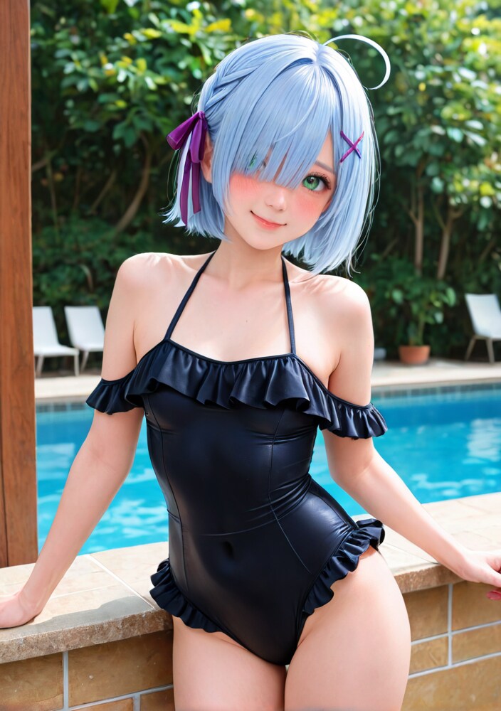 結衣が水着に着替えたらレムに