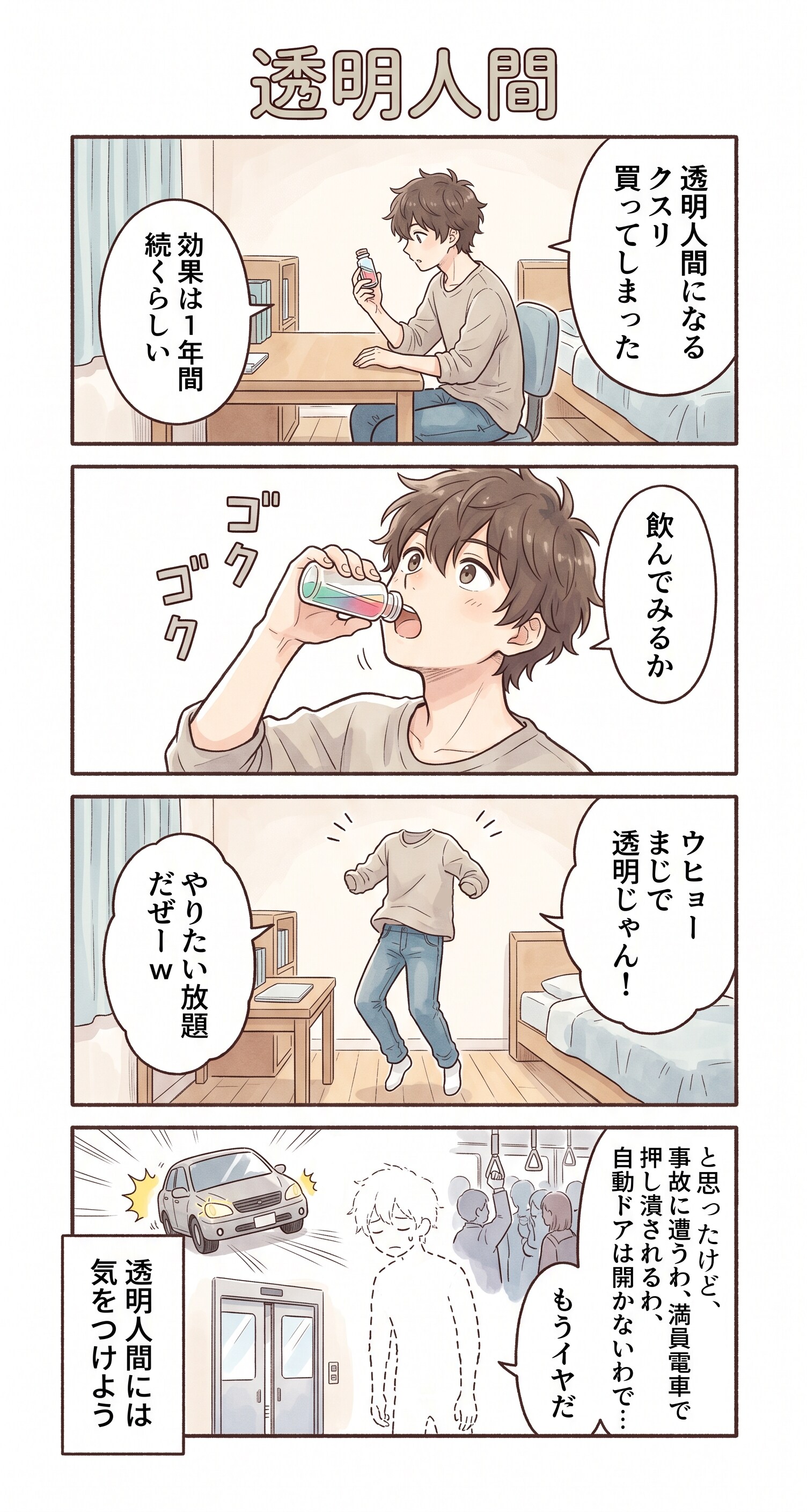 #43 ゆる日常4コマ「透明人間」
