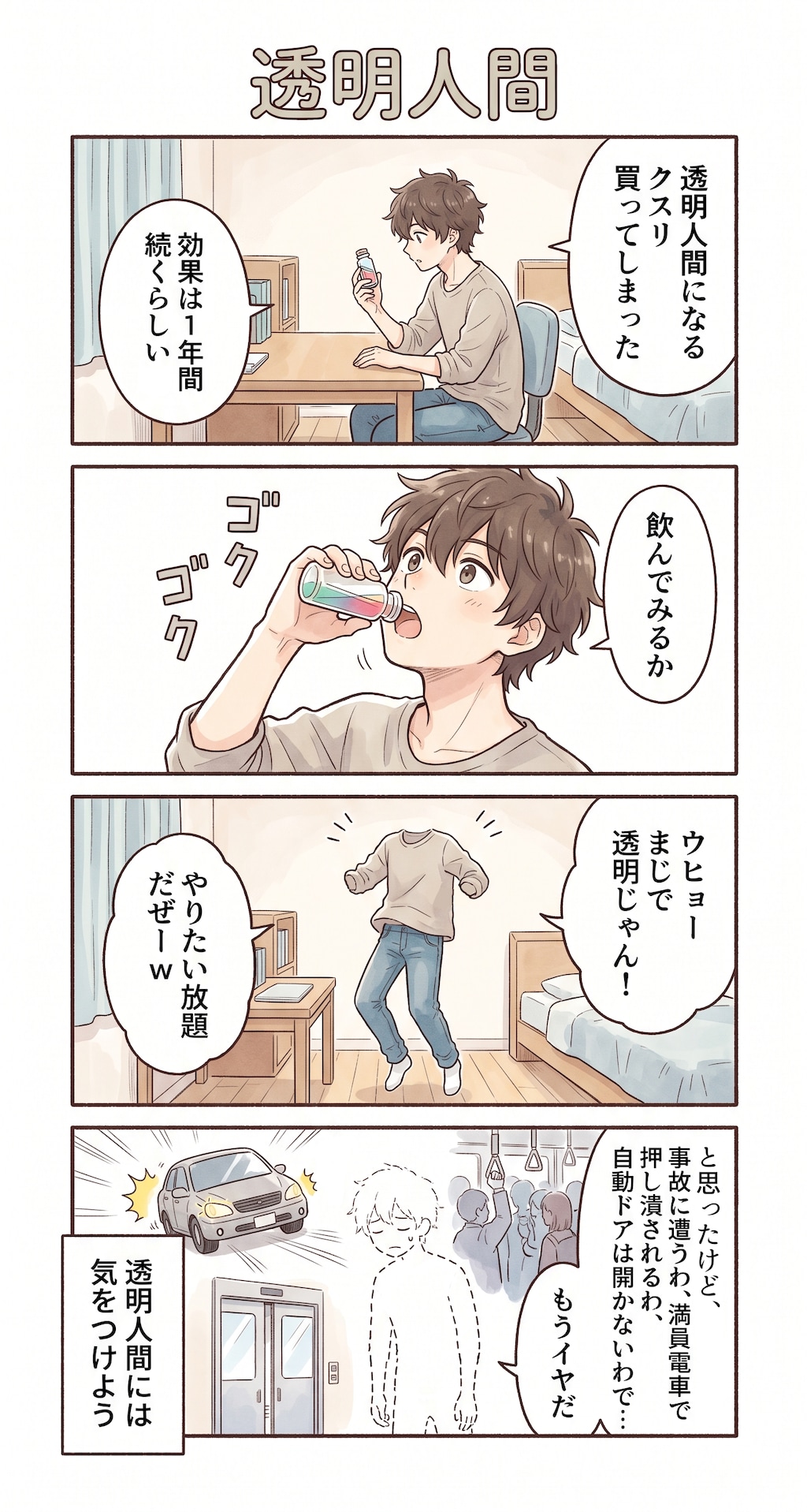 #43 ゆる日常4コマ「透明人間」