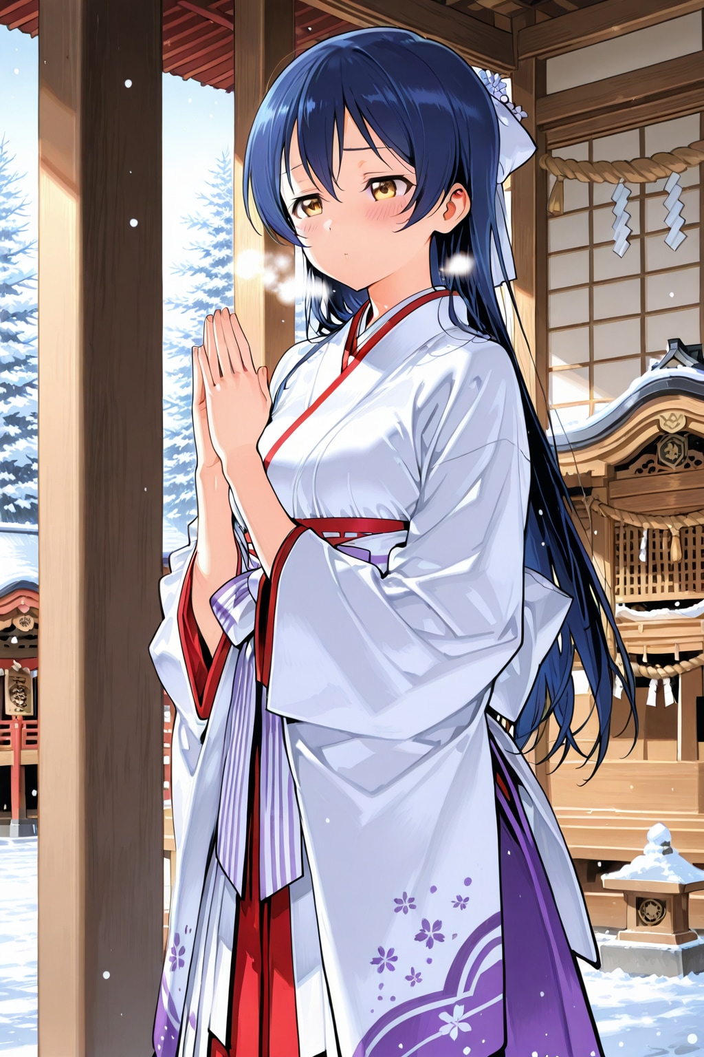 巫女衣装の海未