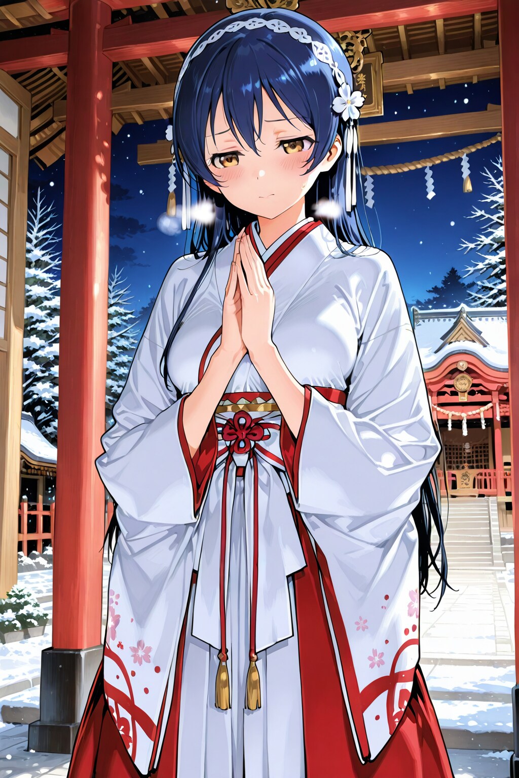 巫女衣装の海未