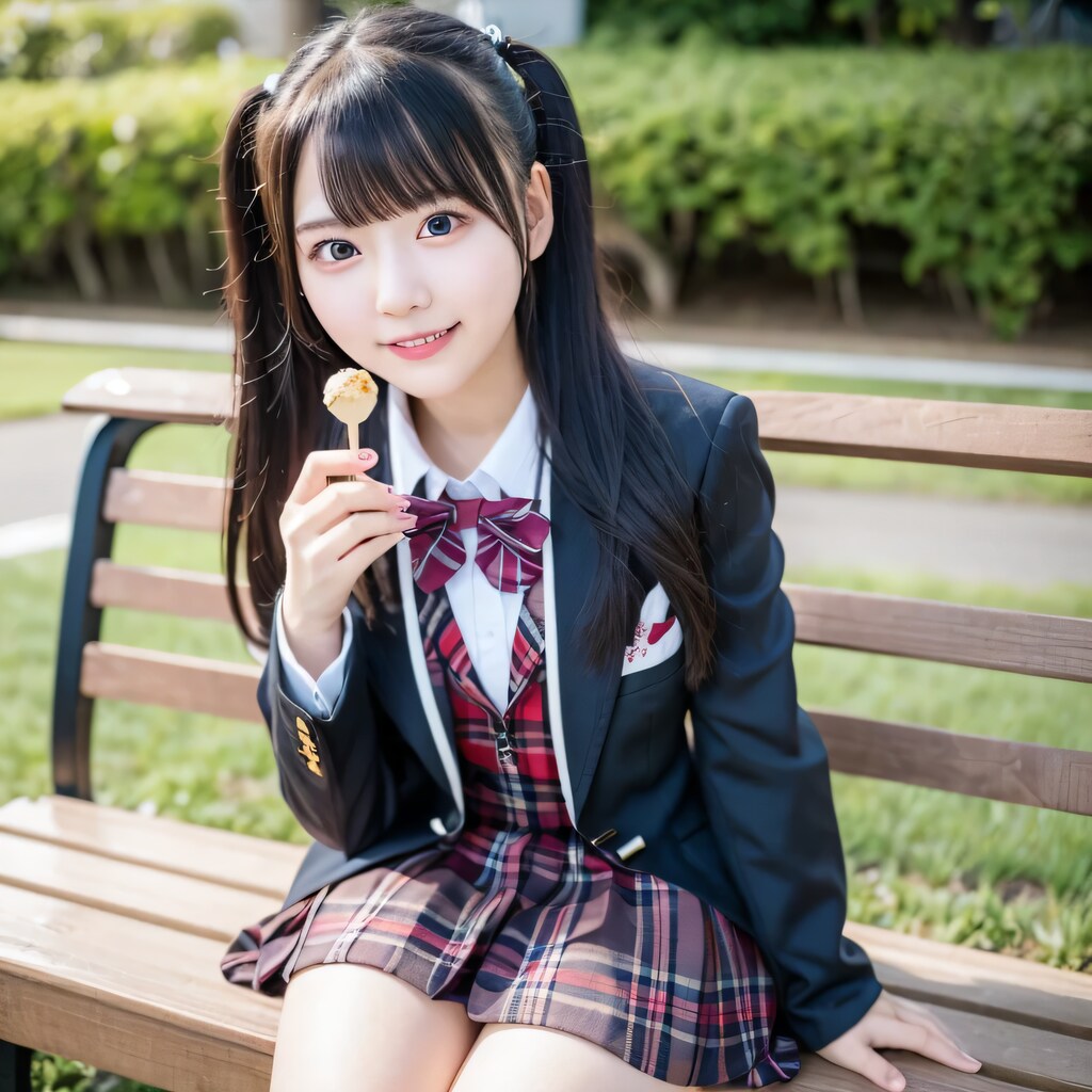 黒髪ツインテでブレザーの美女