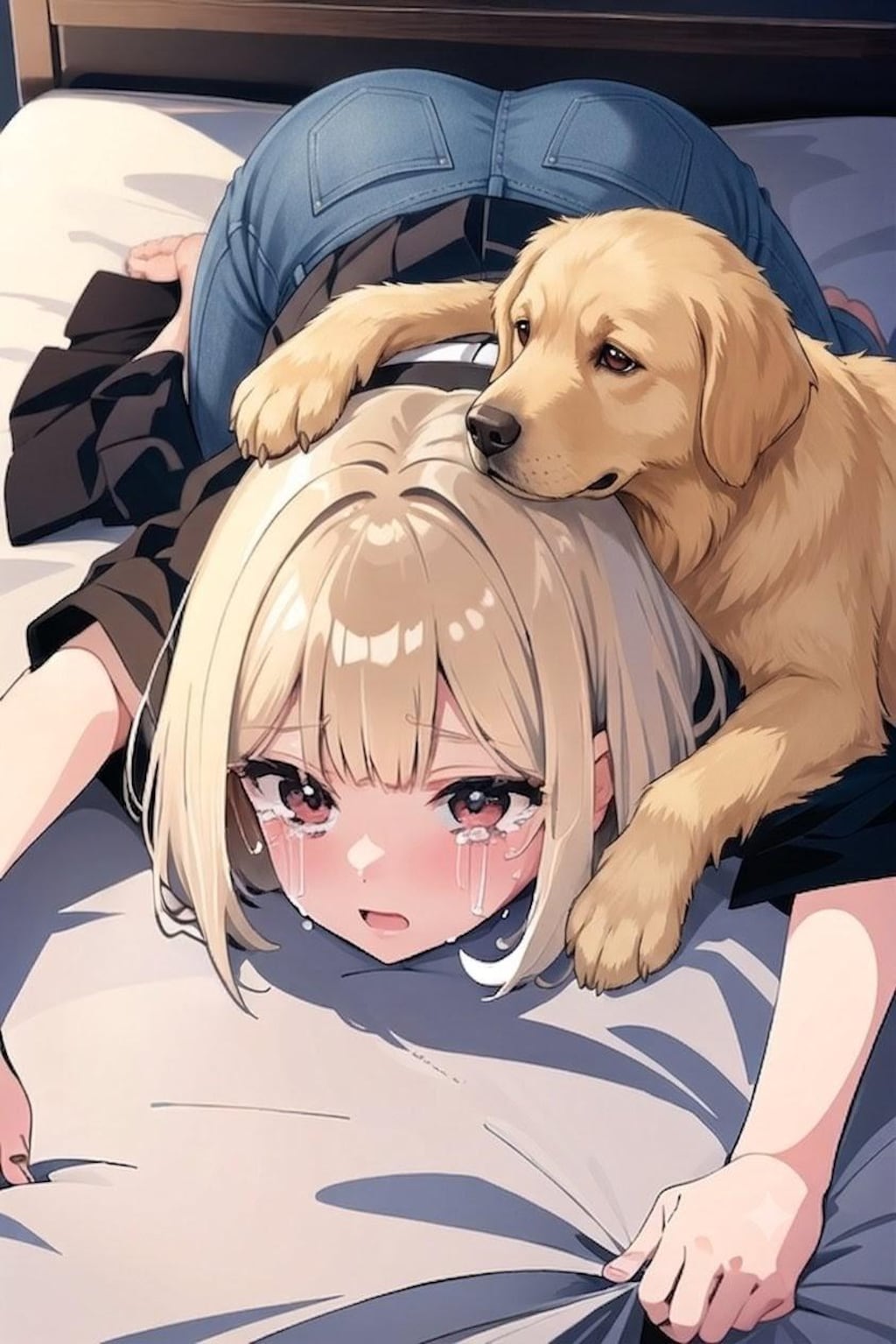 ペットにいじられる娘