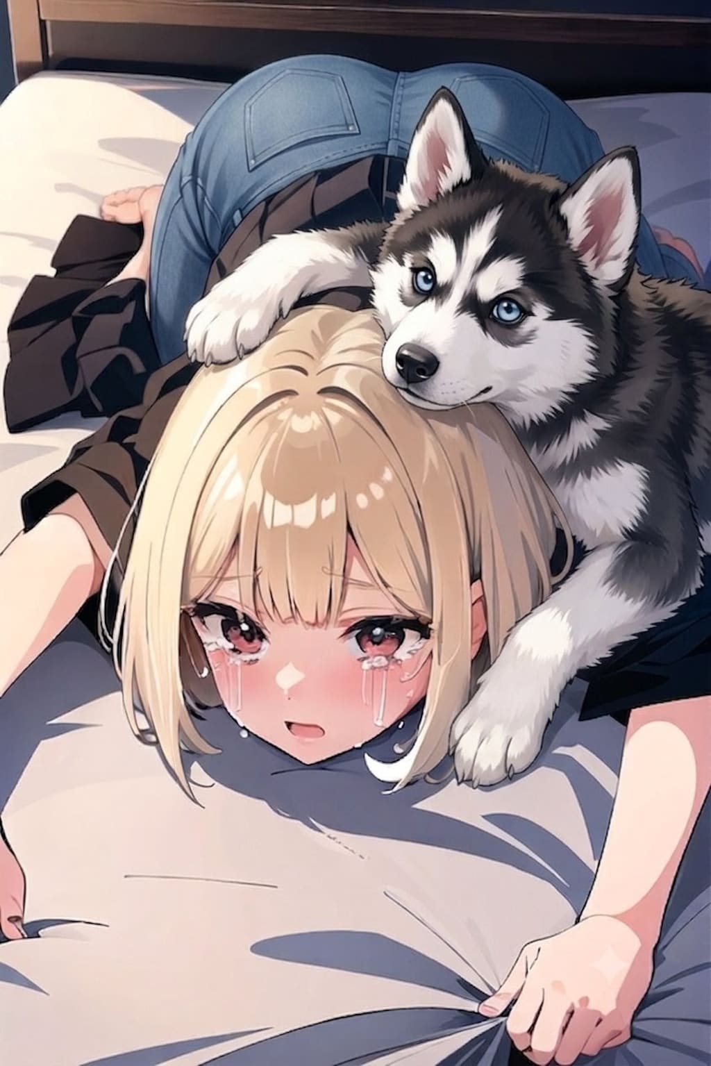 ペットにいじられる娘