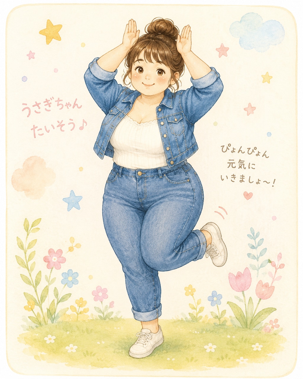 うさぎちゃんたいそうをするおねえさん