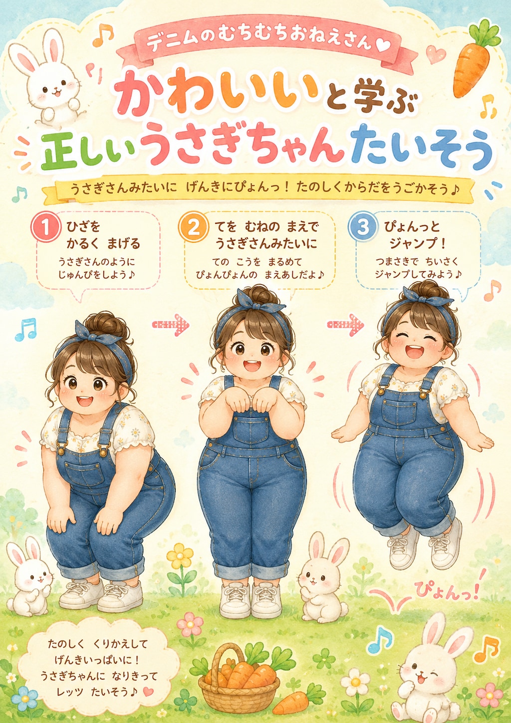 うさぎちゃんたいそうをするおねえさん