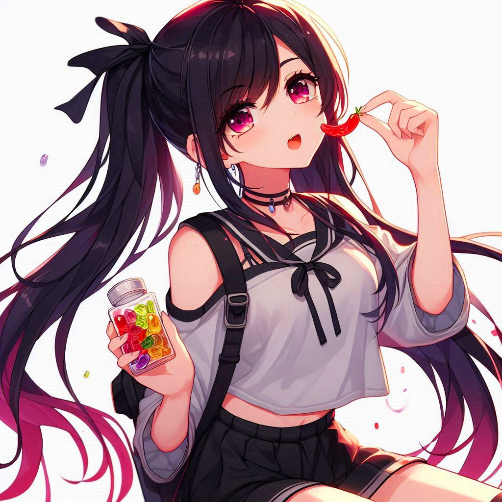 グミと黒髪ツインテール少女★(5枚)