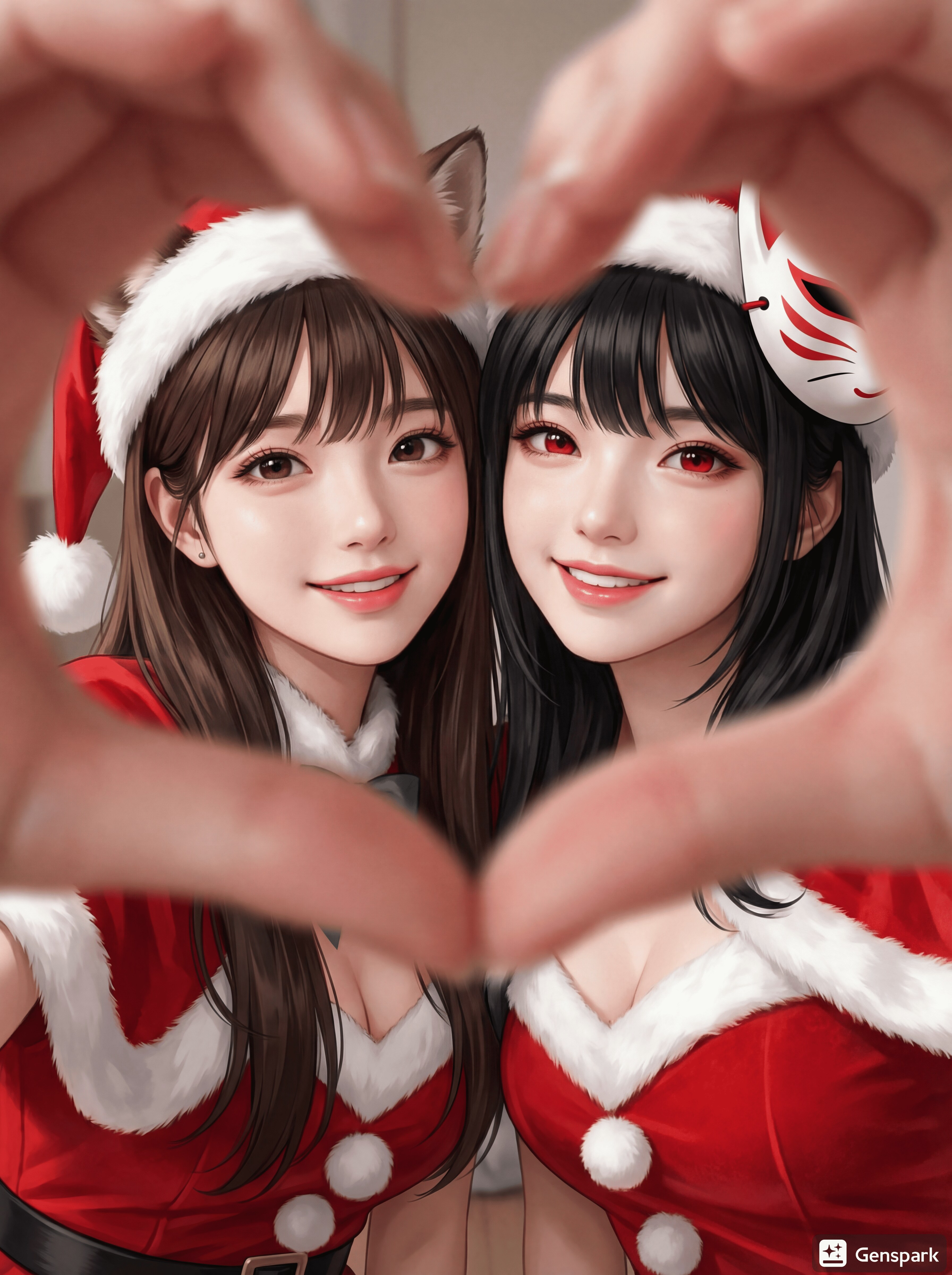 【手ハート自撮り】「サンタ」コス・クリスマス仕様・NanoBananaPro