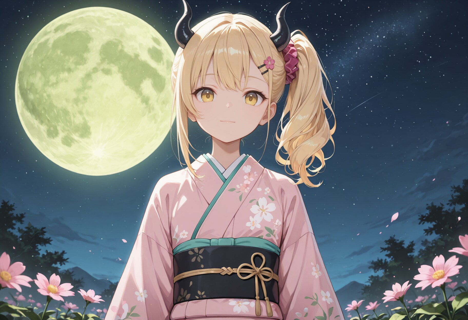 月夜の着物女鬼高生さん | の人気AIイラスト・グラビア