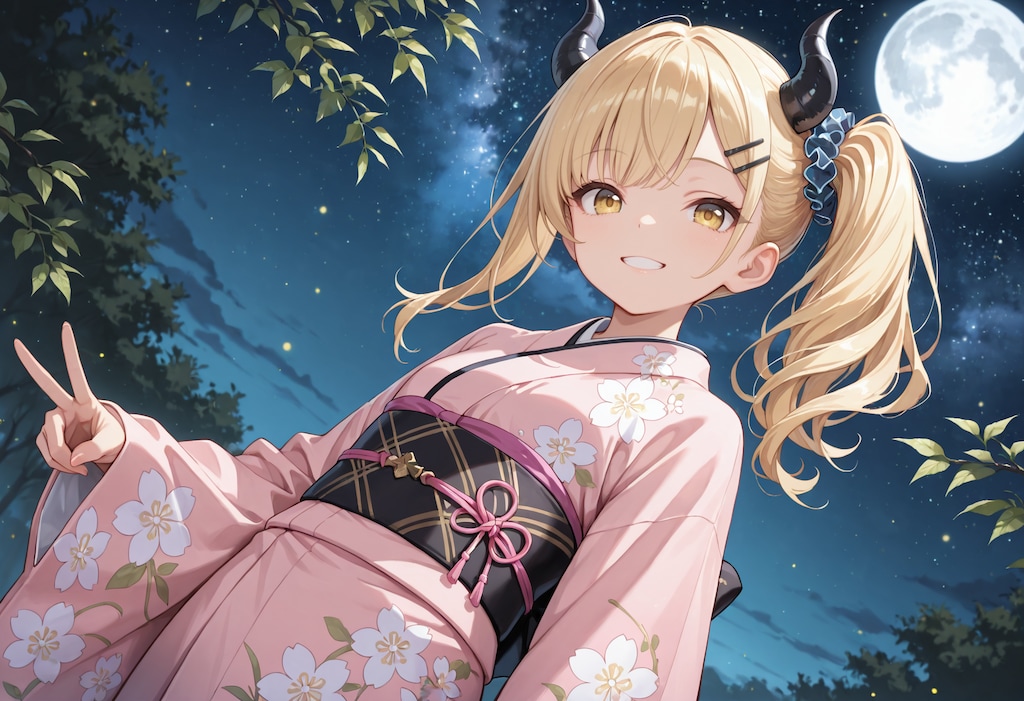 月夜の着物女鬼高生さん