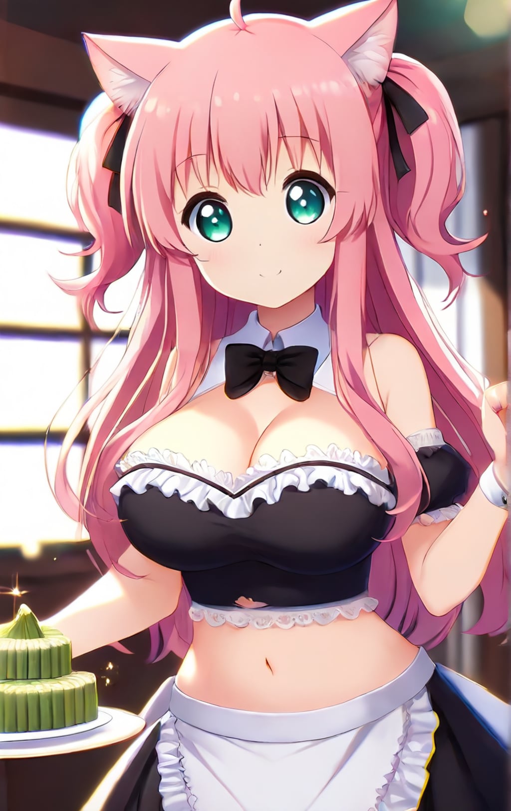 抹茶ケーキとメイド