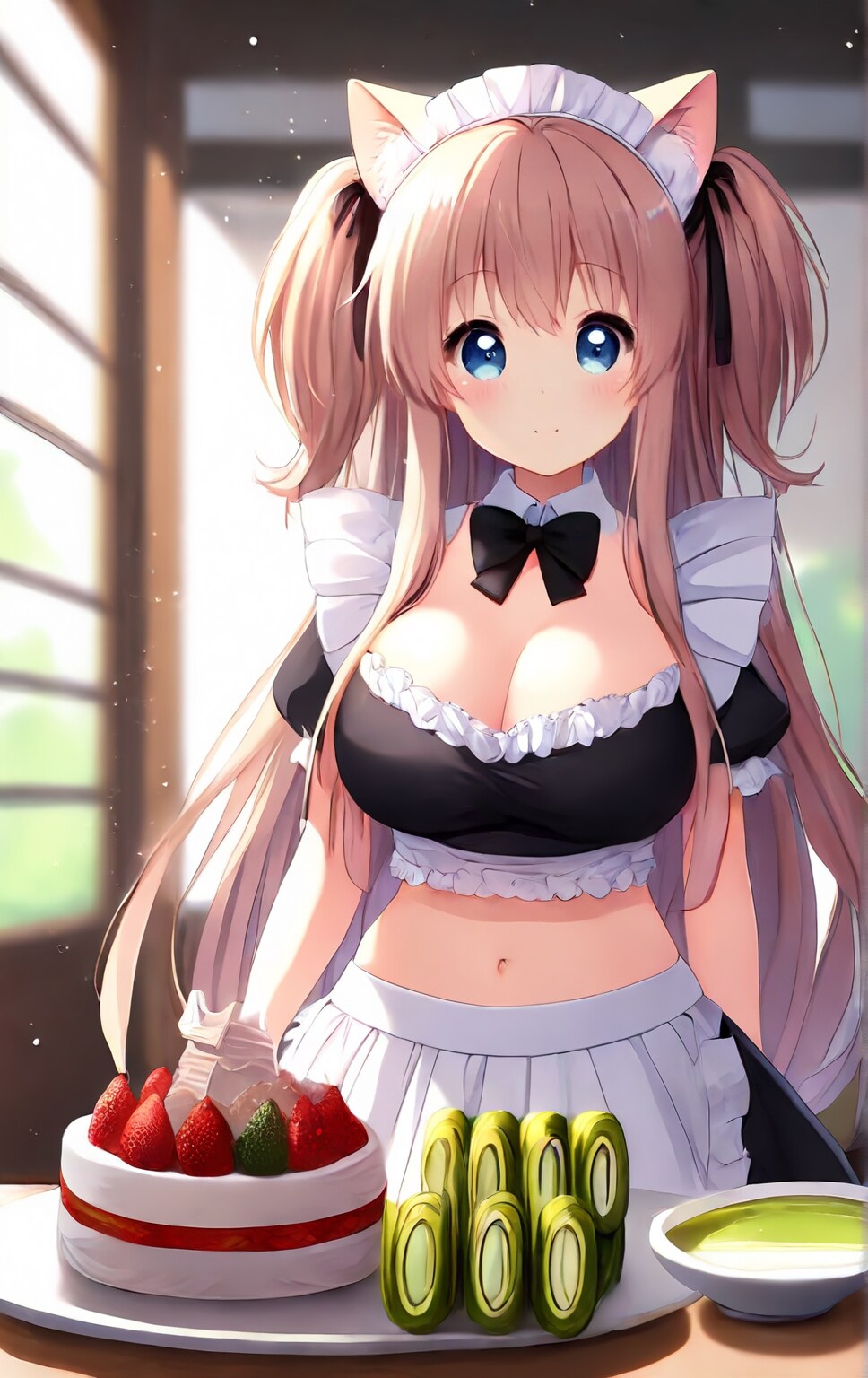 抹茶ケーキとメイド | の人気AIイラスト・グラビア