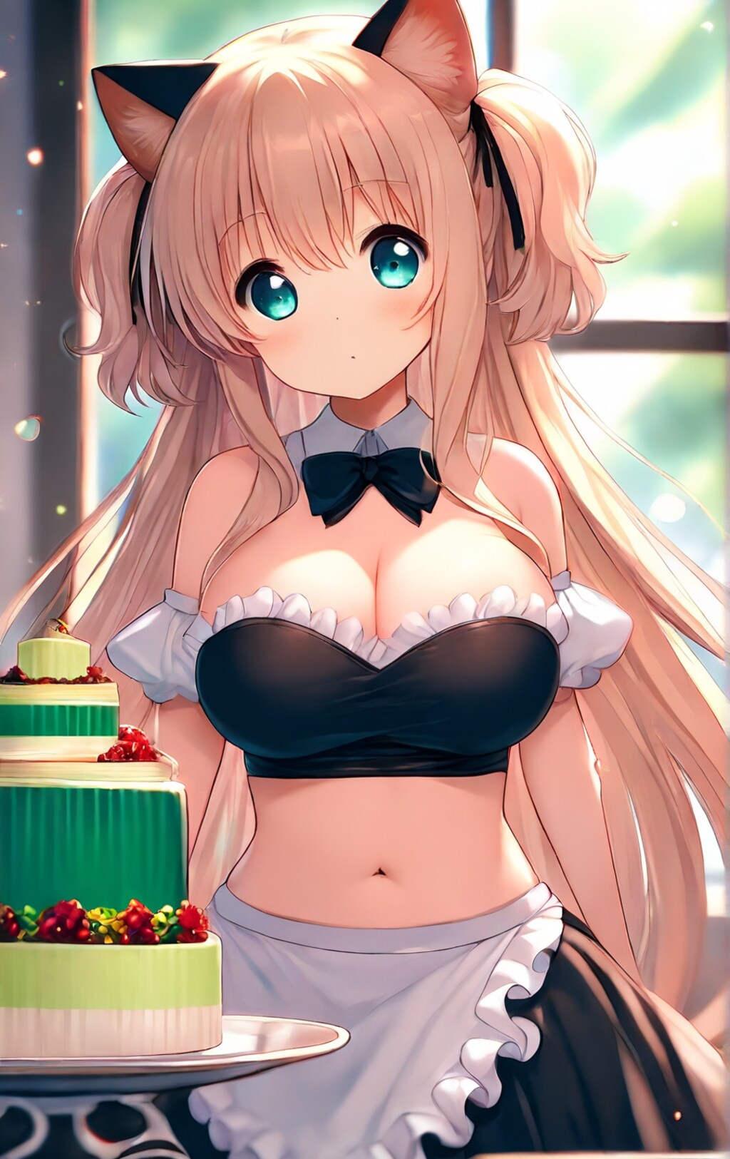 抹茶ケーキとメイド