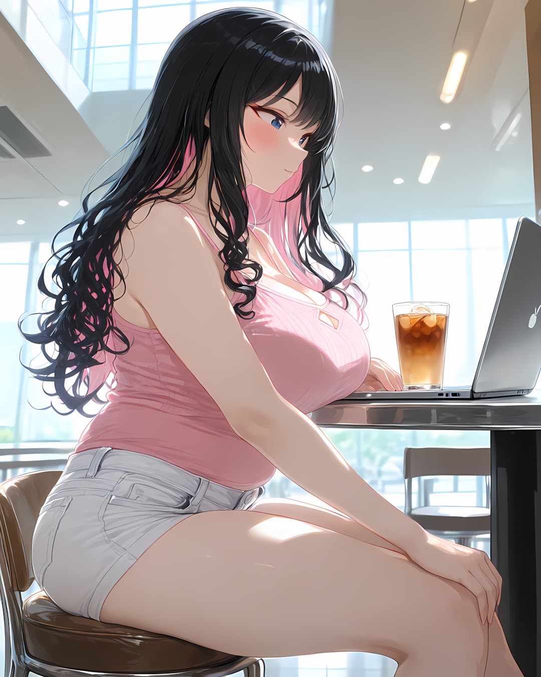 猛暑のキャンパスラウンジでランチ休憩中💻🧋