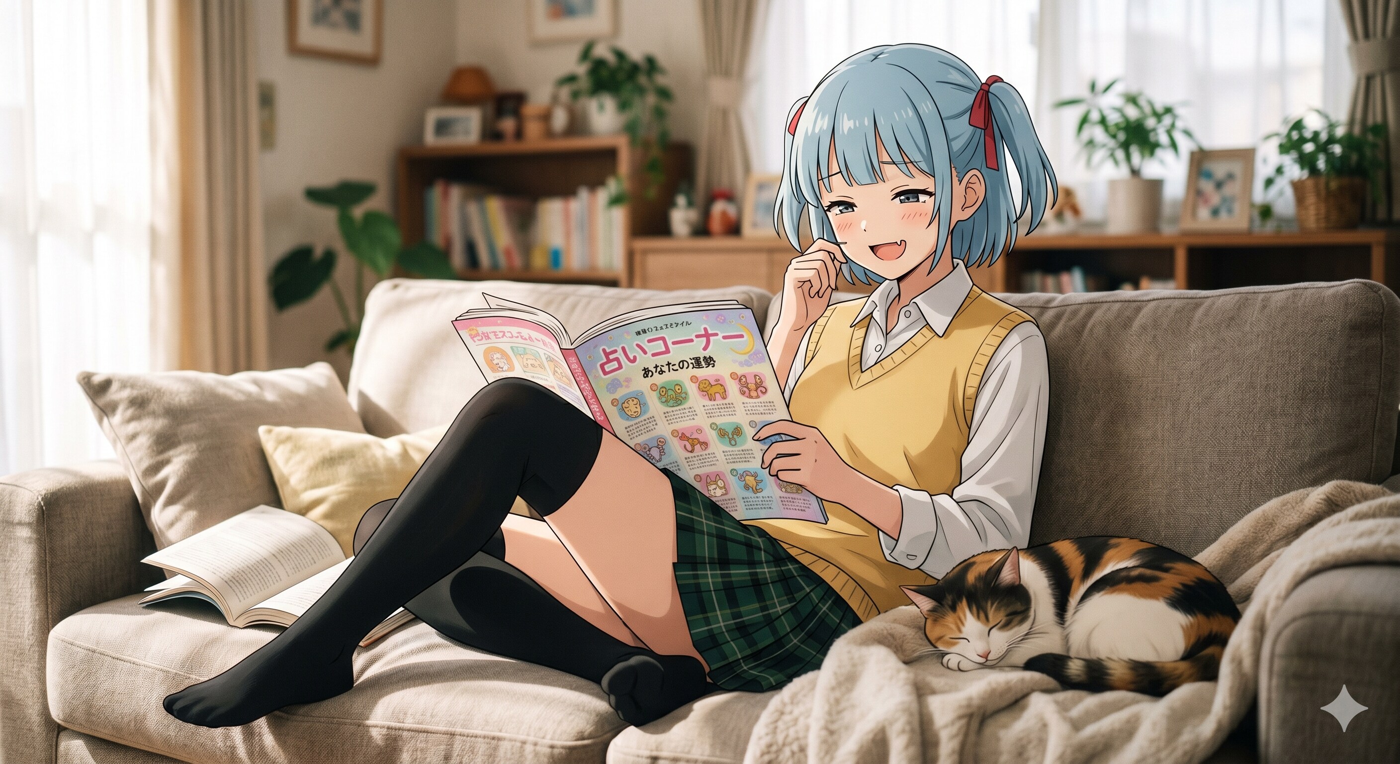 雑誌の占いコーナーを見ている ウズリポさん