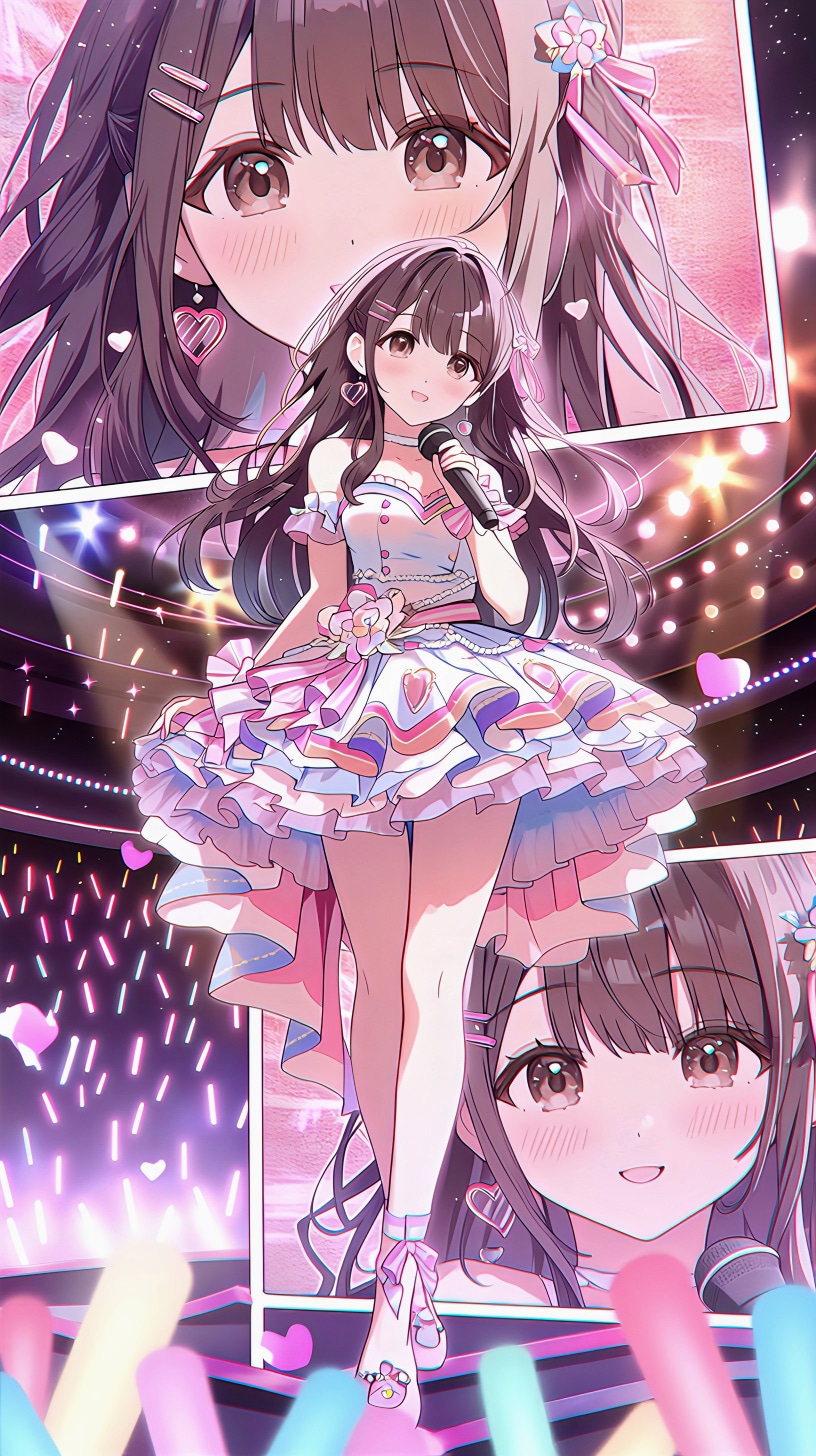 ピンクの光に包まれるアイドルの瞬間