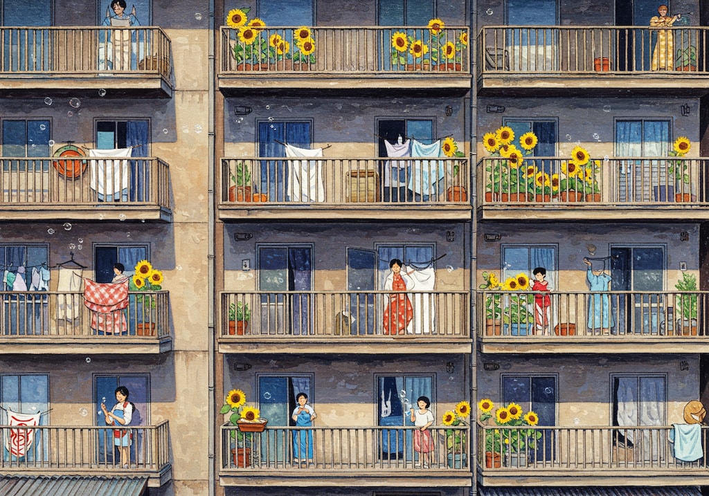 ヒマワリのある風景14・団地