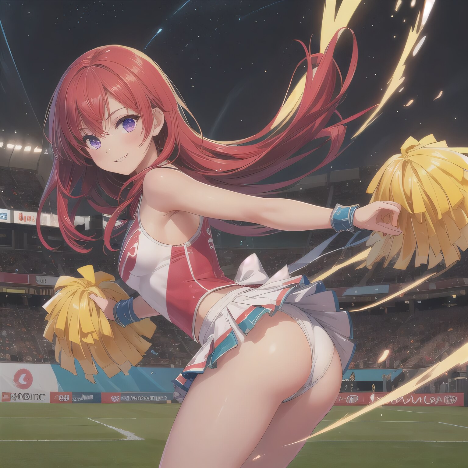 赤髪ロングでチア衣装の少女