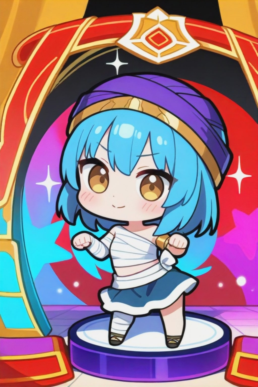 包帯を巻く青髪ちゃん